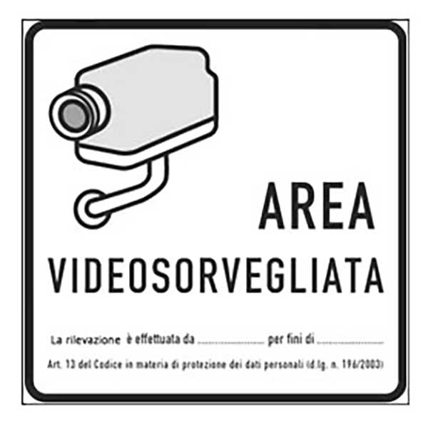 ADESIVO AREA VIDEOSORVEGLIATA 12x12 cm