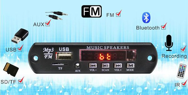 Autoradio, ricevitore stereo per auto MP3 con Bluetooth 4.0, ricevitore  multimediale FM, microfono integrato, porta USB e slot per scheda SD, con  telecomando : : Elettronica