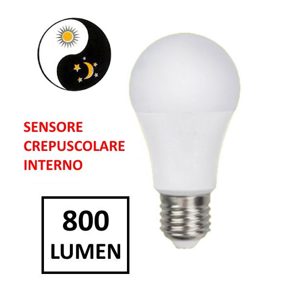 LAMPADA LED 10W CON SENSORE CREPUSCOLARE LAMPADA CON SENSORE ATTACCO E27