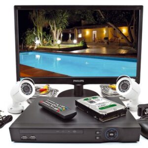 Set di videosorveglianza DVR TRIBRID+Monitor 19"+2 telecamere+Hard disk
