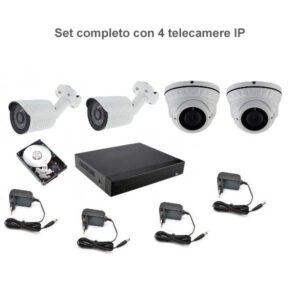 Set di videosorveglianza DVR 4 telecamere IP 2Mpx +Hard disk
