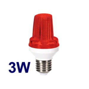 Mini lampada strobo rosso a LED con attacco E27 - 3W