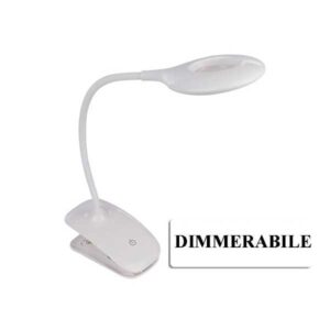 Lampada a LED da tavolo con dimmer e fissaggio a clip
