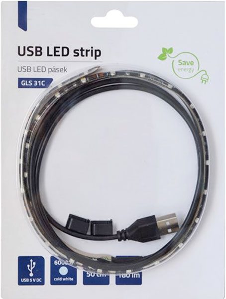 USB Strip 30 LED luce fredda - 180 lumen
