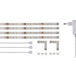 Set 4 strip flessibili con LED bianco caldo e alimentatore