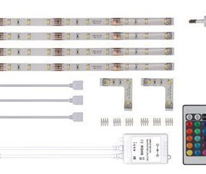 Set 4 strip flessibili con LED RGB, controller e alimentatore