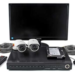 Set di videosorveglianza con DVR + 2 telecamere + monitor LCD 19"