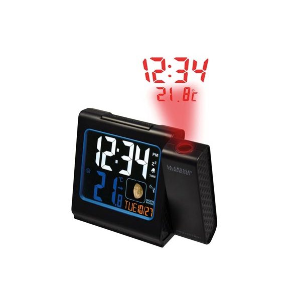 Orologio sveglia radiocontrollata DCF con proiezione orario e temperatura  interna - USB