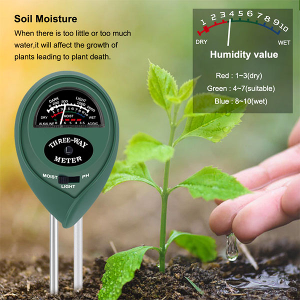 Sensore di umidità del suolo Misuratore di igrometro per giardino Piante da  prato per interni Luce per esterni PH