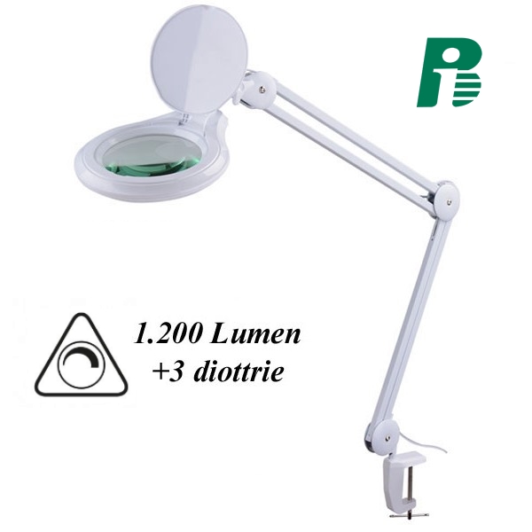 Lampada LED con lente d'ingrandimento 3 diottrie - 1.200 lumen