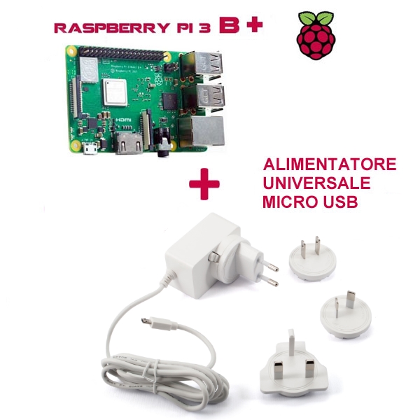 Raspberry Pi 3B Plus + Alimentatore universale