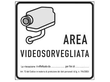 ADESIVO AREA VIDEOSORVEGLIATA 24x24 cm