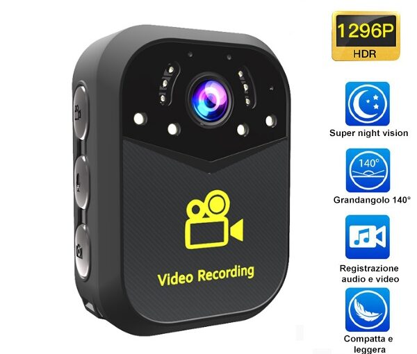 Police Body Camera con display LCD