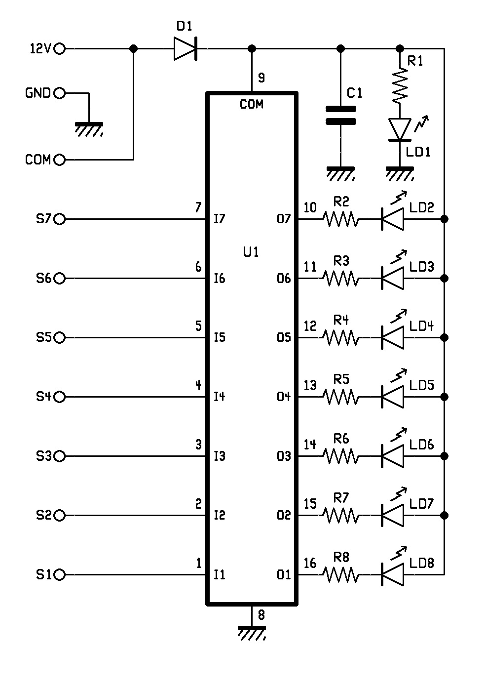 Indicatore di livello per liquidi per serbatoi - Schema elettrico