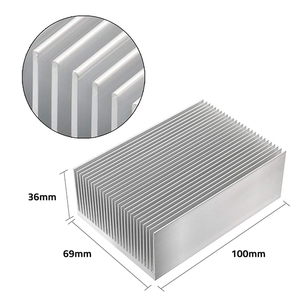dissipatore alluminio 100x69 - dimensioni