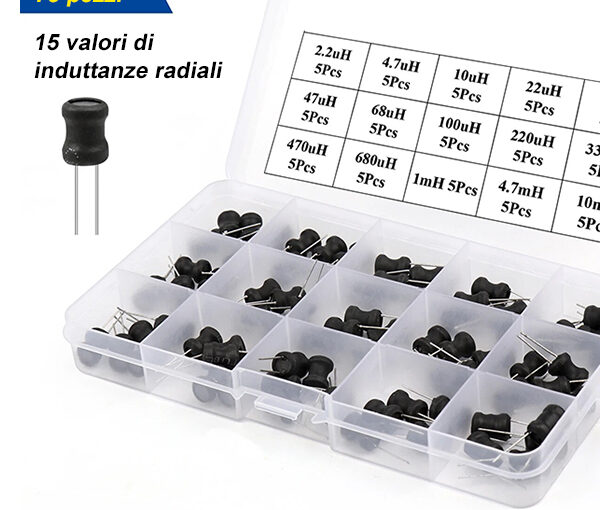 Box assortimento induttanze radiali - 75 pezzi