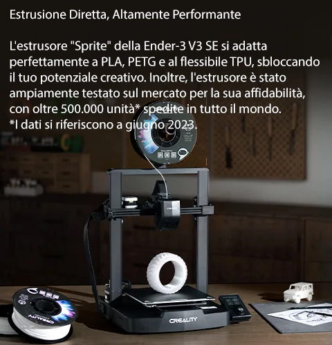 Stampante 3D Creality Ender 3 V3 SE con velocità di stampa di 250