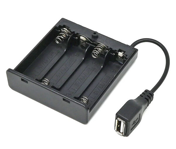 Portabatterie 4 x AA USB-A con interruttore e coperchio