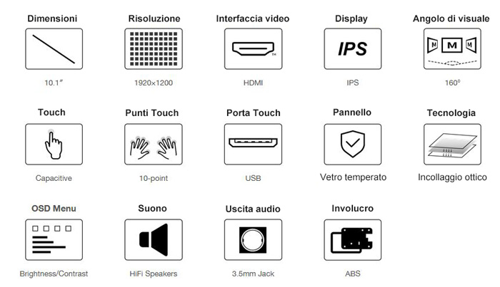 Display Touch 10 pollici capacitivo