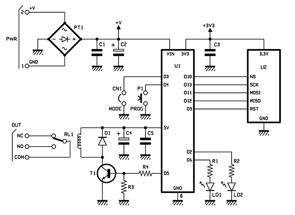 Chiave RFID con Arduino Nano - Schema elettrico