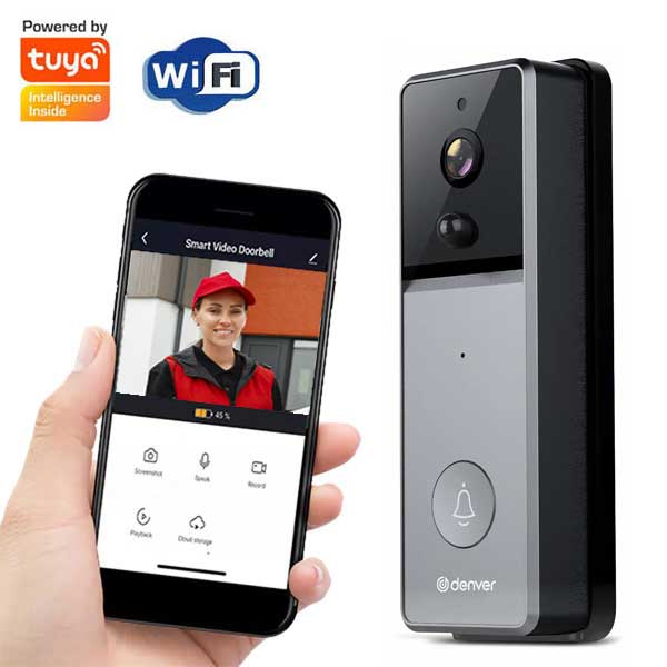 Videocampanello Wi-Fi con App Tuya, Visione Notturna, Sensore di Movimento e Campanello Interno Incluso