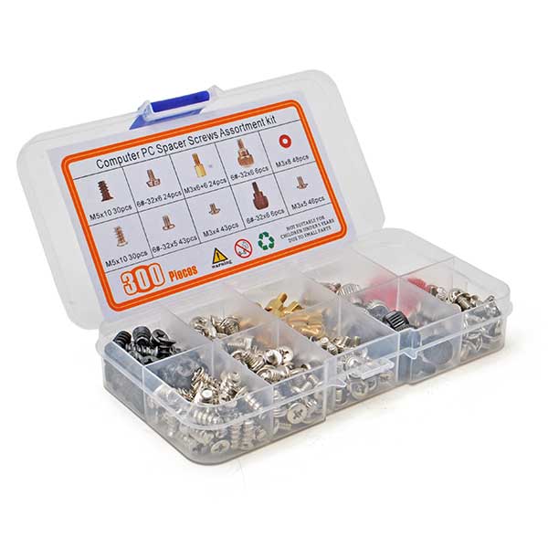 set assortimento viti di fissaggio per PC, 10 diversi tipi, 300 pezzi