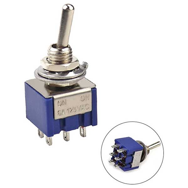 Interruttore a levetta ON-ON 6A 125V AC a 6 pin