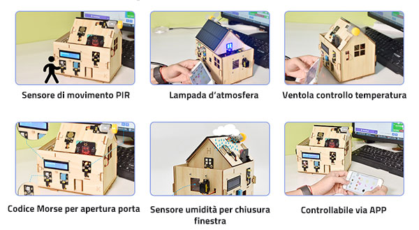 Kit Smart Home educativo con Micro:bit V2, sensori e alimentazione solare