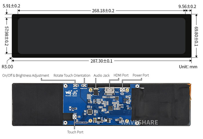 12INCHHDMI2 - caratteristiche e dimensioni