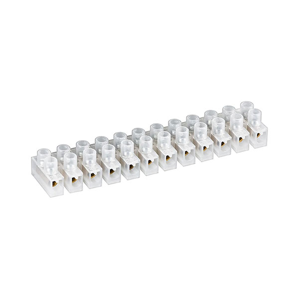 Morsettiera elettrica 12 poli, passo 12,4 mm, 3 A – bianca